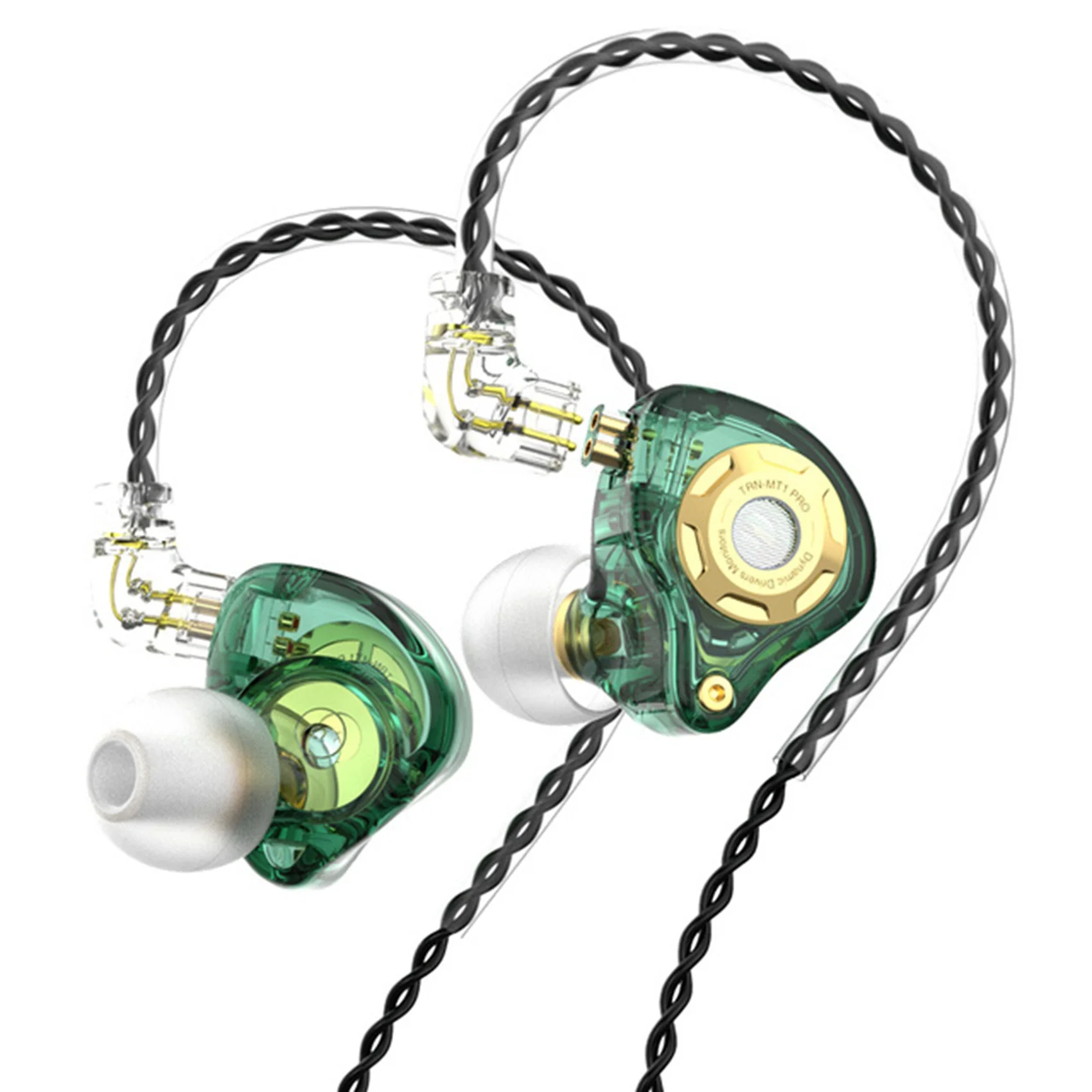 TRN MT1 Pro Unilateral Ring Wired Headset HI-FI 1DD 2 Pin Dynamic In-Ear Bass Mobile Phone Wire-Controlled Sports Headset Green