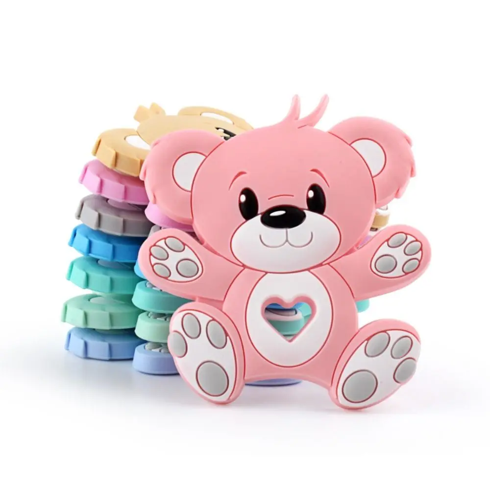 

Pacifier Chain Cartoon Bear Silicone Chewing Teething Toys Cartoon Bear Teether Newborn Molars Baby Nursing Teether