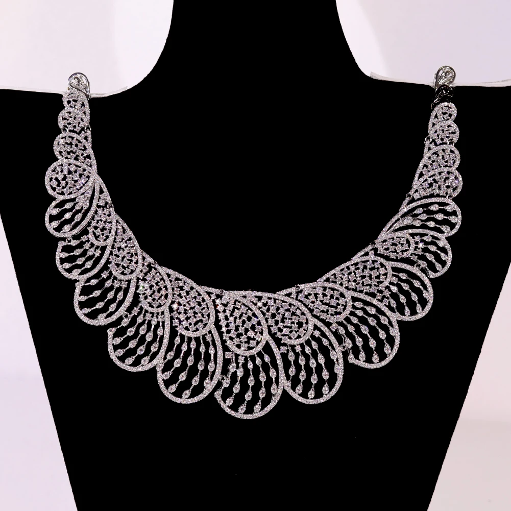 Роскошные комплекты ювелирных изделий с цирконием для женщин блестящее полое