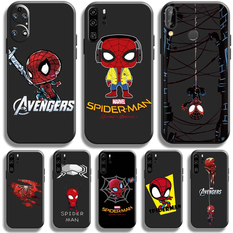 

Marvel Cute Spiderman For Huawei P50 P40 P30 P20 Pro Lite 5G Phone Case For Huawei P Smart Z 2021 Silicone Cover Back Black