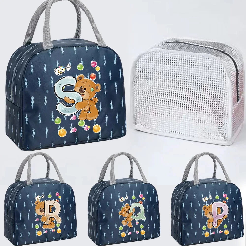 

Изолированная сумка для ланча для женщин, Детская сумка-холодильник, Термосумка с медведем и надписью для работы, Портативный Ланч-бокс, пакет для льда, тоут, сумки для еды и пикника