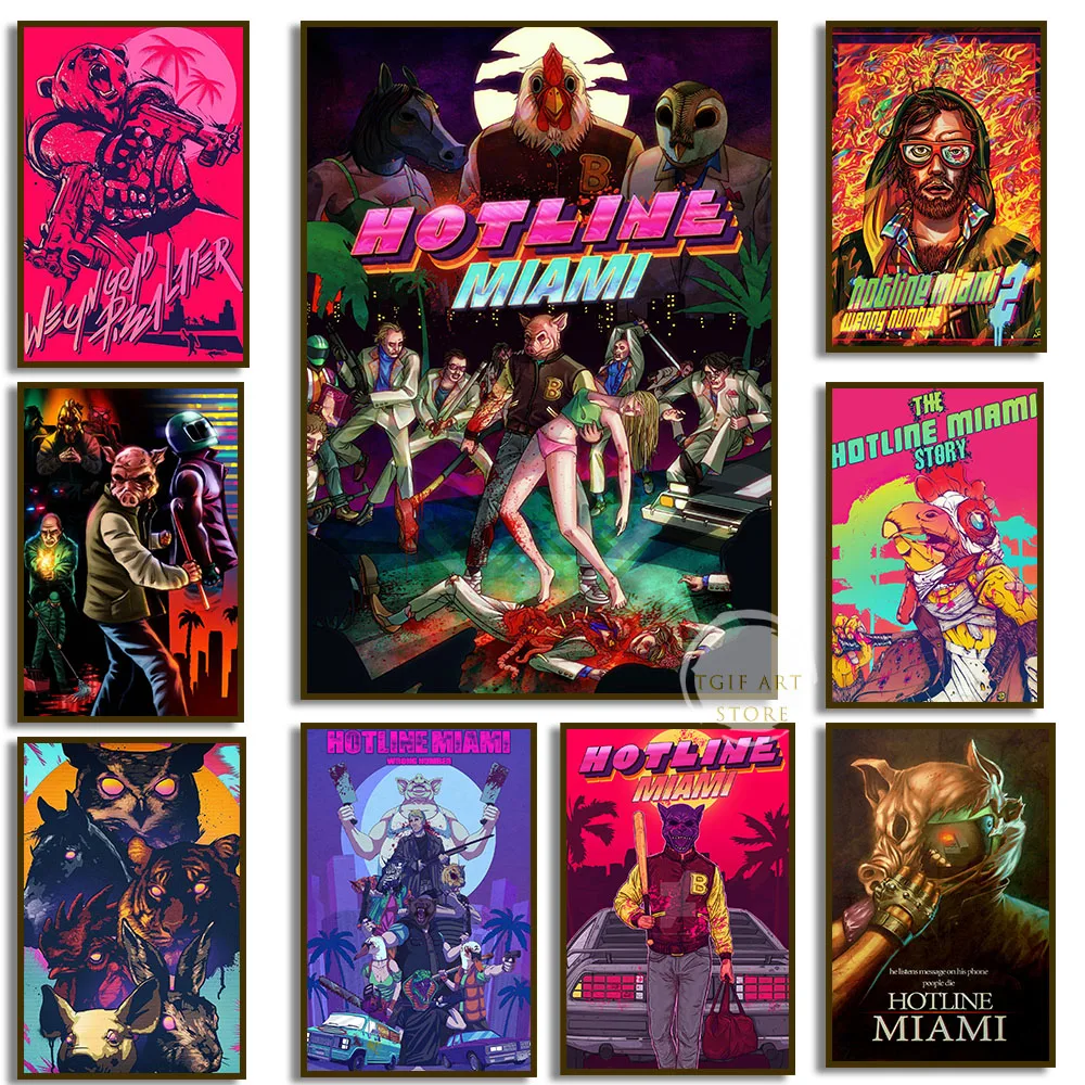 

Постер и принты Майами в классической игре, винтажная Картина на холсте, настенное искусство, украшение для стены в спальню, для мальчика, до...