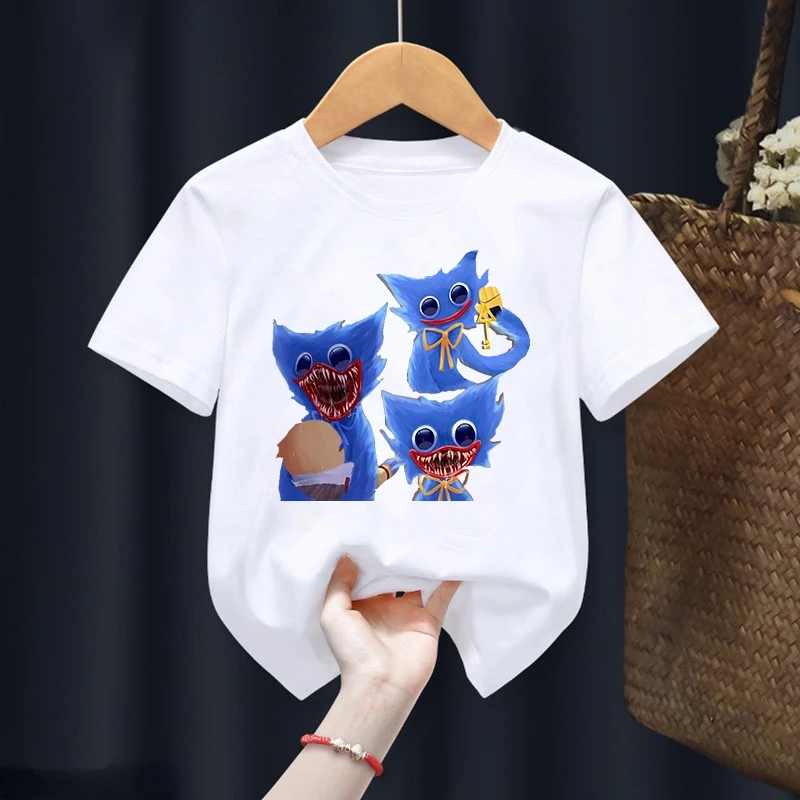 

Boys T-shirt Huggy Wuggy Horror Toy Poppy Playtime Print Girls T Shirt Fashion Children Tshirts 2-15 Years Old Boys Graphic Tee
