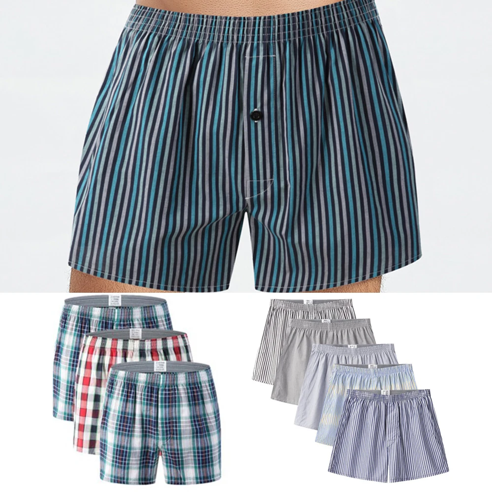

Men's Boxer Shorts Casual Loose Wide Leg Cotton Underwear Comfortable Breathable Home Wear Underpants Midi Waist Panties Young