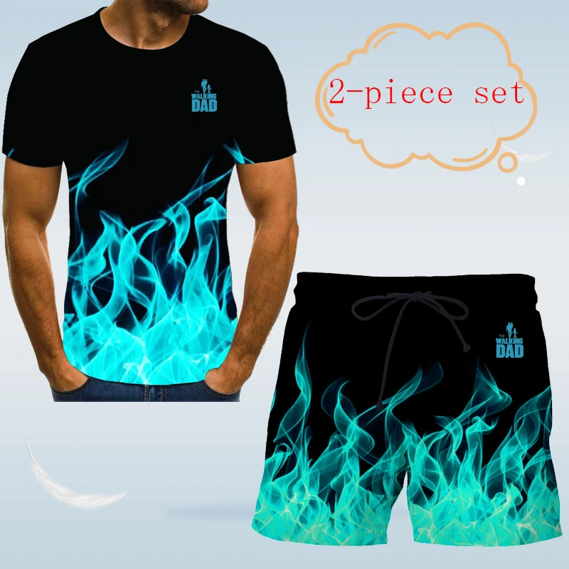 

Футболка и шорты в подарок на день отца, брендовая рубашка в русском стиле, свитшот с коротким рукавом в стиле хип-хоп, французская уличная о...