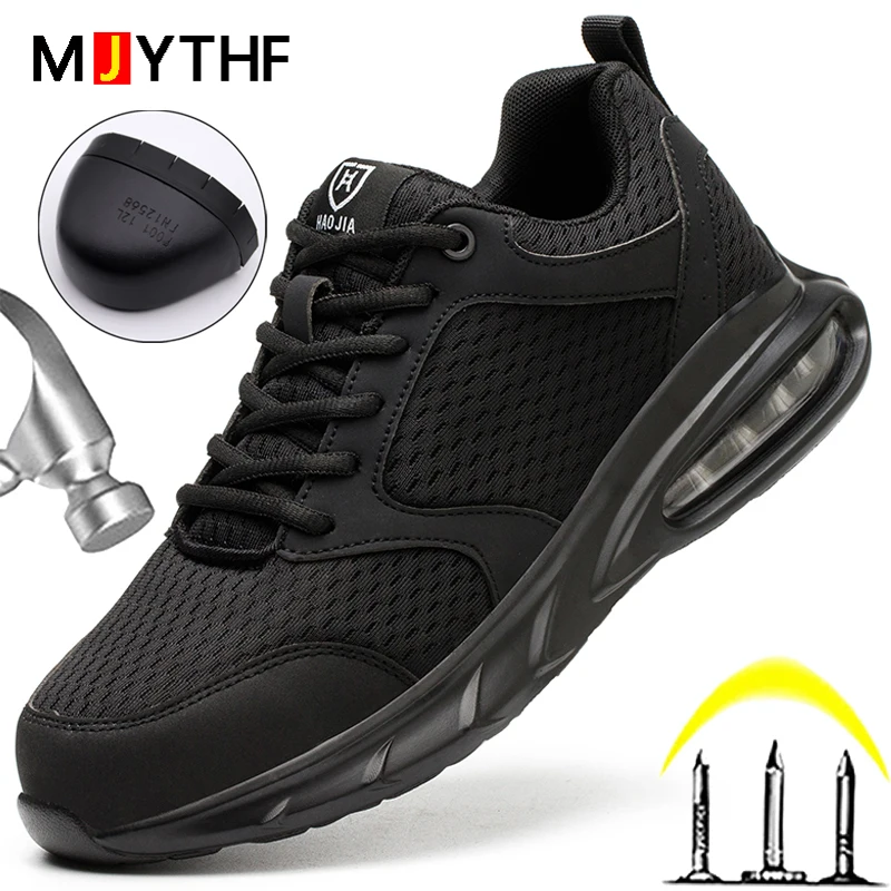 

Black Air Cushion Safety Shoes Ultra-light Shock Absorption Work Shoes Men Anti-smashing Anti-stab Breathable Security Shoes
