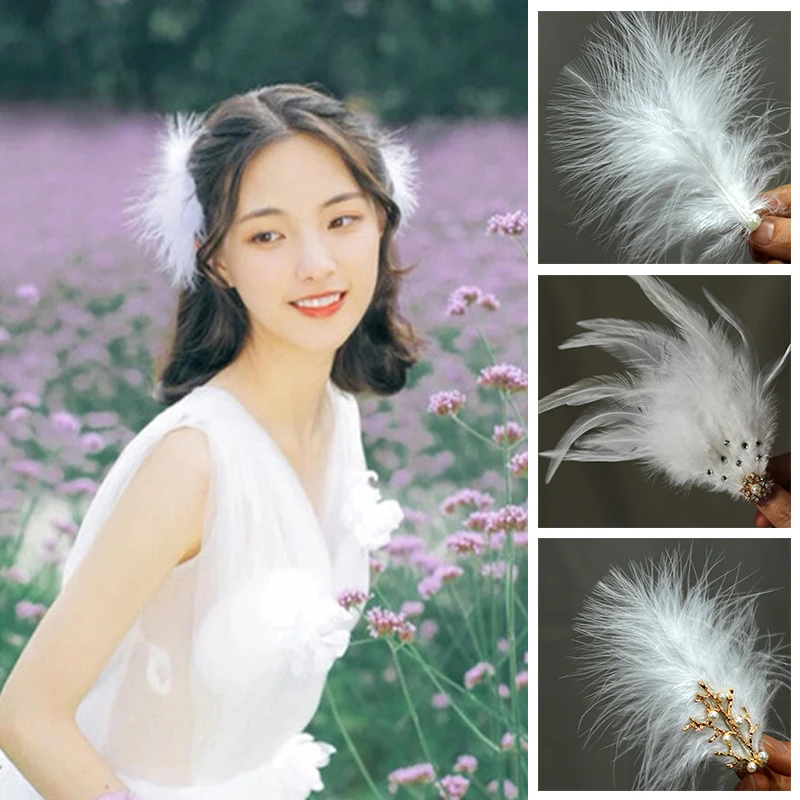 

Заколки для волос с белыми перьями для женщин и девушек, 1 шт.