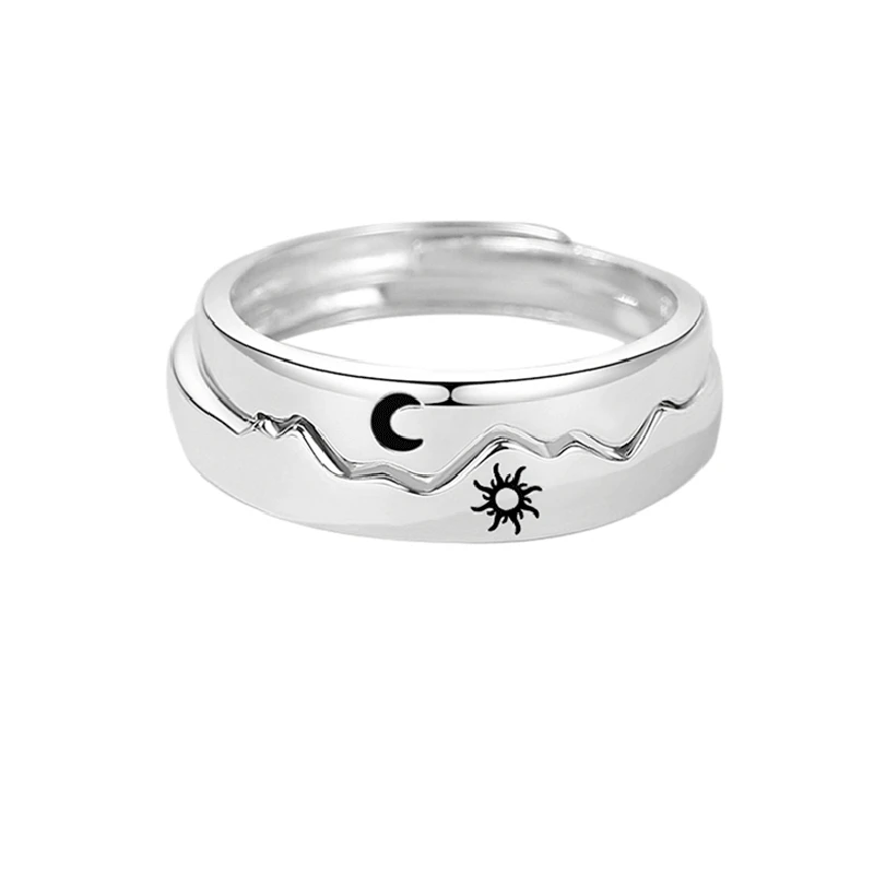 

Sun Moon Couple Rings Open Adjustable Ring Copper Silver Plated gothic Wedding Jewlery Ring Gift Friends for Most Women Men