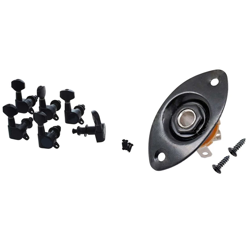 

6 шт., тюнинговые колышки для тюнинга, тюнеры, головки станка и 1 шт., овальные внутренние черные розетки для тюнинга