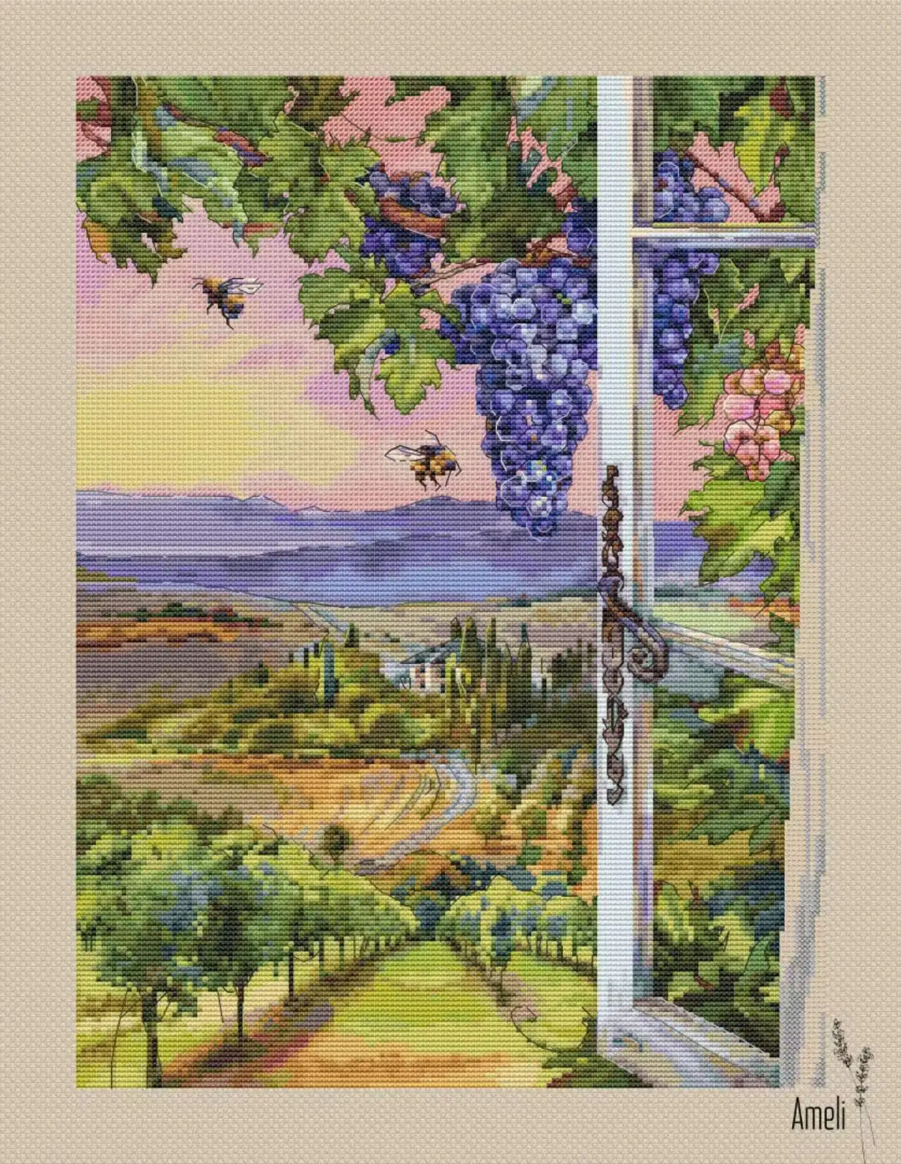 Набор для вышивки крестом сделай сам виноград наружное окно 37-46 набор 28 карат 14 32