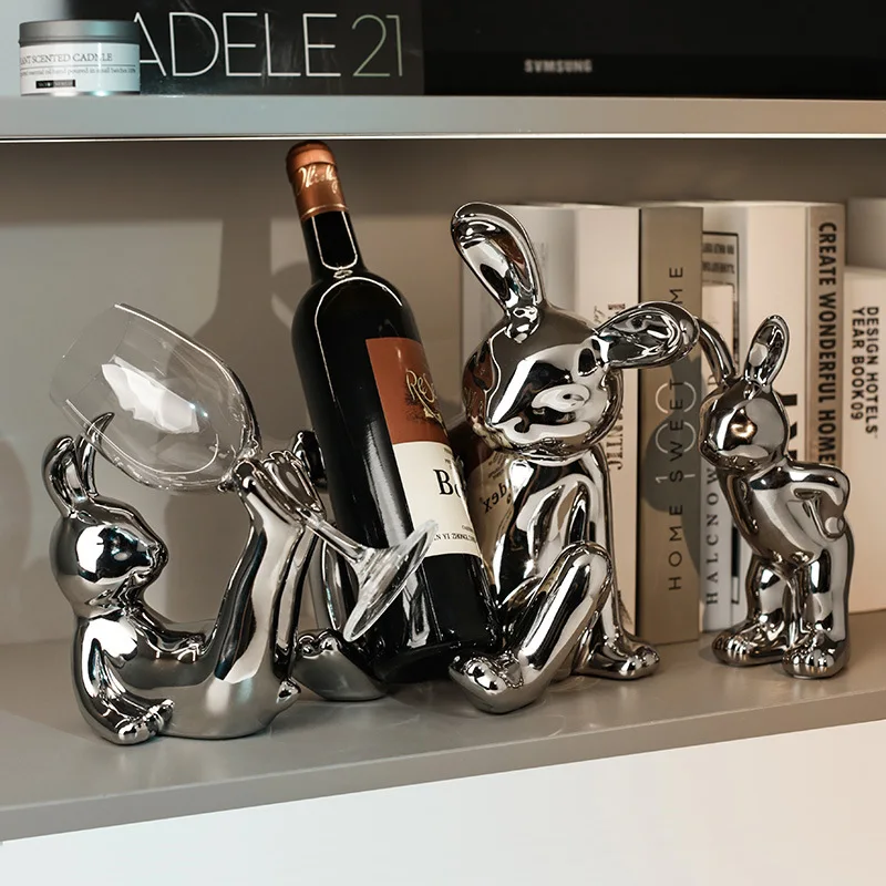 Винная стойка в скандинавском стиле с милым Кроликом настольное украшение