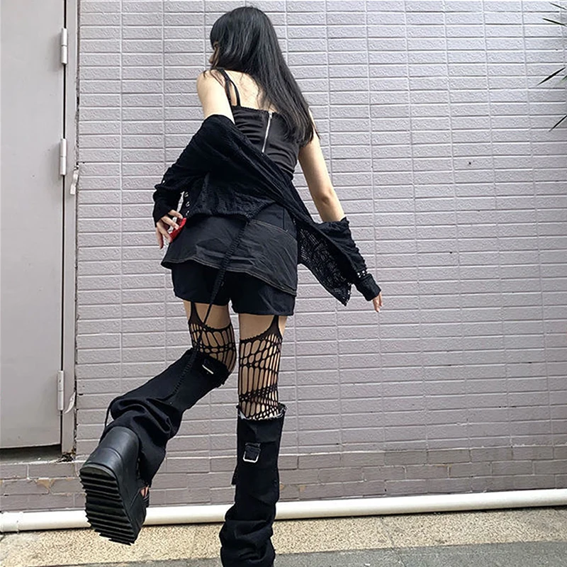 Japanse Harajuku ажурные трусики Netkousen Модные черные готические полноразмерные