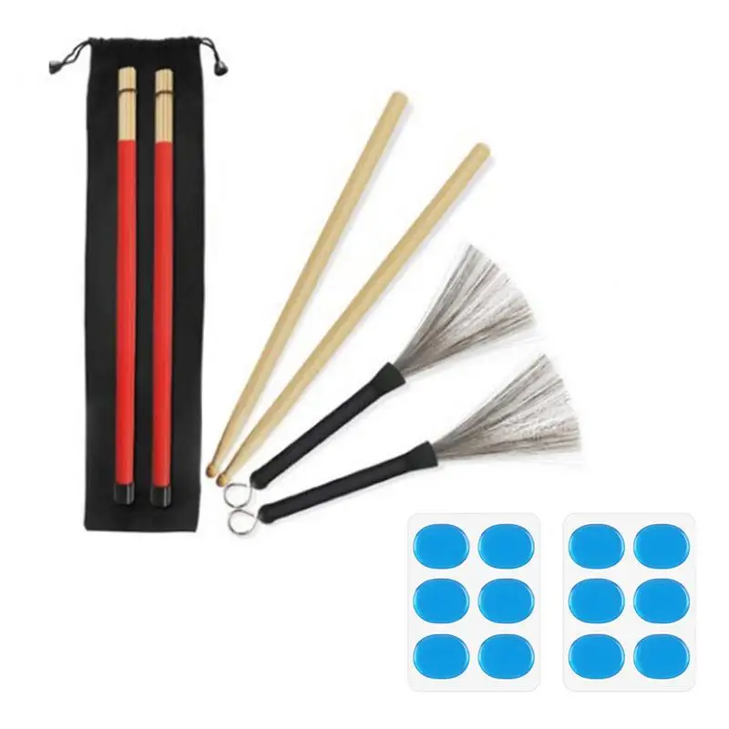 

Drum Brushes And Rods 5A Maple Wood Sticks Steel Wire Brushes Sturdy Retractable Drum Wire Brushes Drum Stick Set With Storage