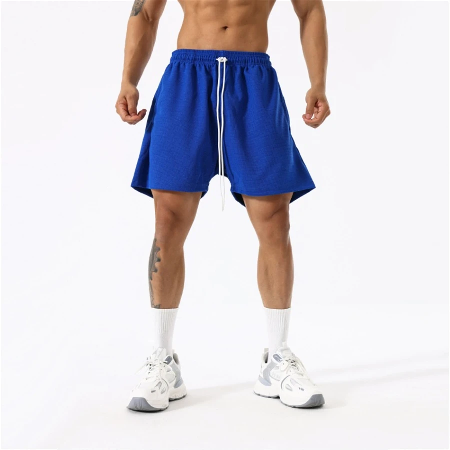 

Быстросохнущие шорты для бега, Мужская однотонная спортивная одежда, шорты для фитнеса и бодибилдинга, спортивные мужские пляжные шорты для тренировок в тренажерном зале