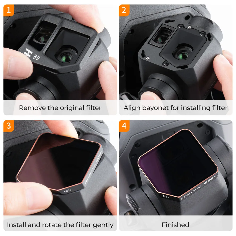 K&F Concept DJI Mavic 3 Camera Lens Filter ND64 ND128 ND256 ND512 4pcs Filter kits for DJI Mavic 3 HD Waterproof Anti-scratch enlarge