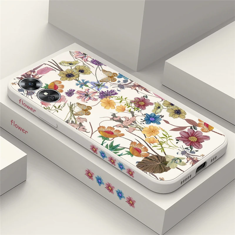 Чехол Showy Butterfly Flowers для OPPO A17 A16E A16K A16S A16 A15 A15S A12E A12S A12 A11K A11X A11S A11 Мягкий силиконовый