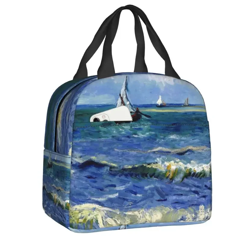 

Vincent Van Gogh Portable Lunch Box Leakproof Beach at Scheveningen in Stormy Weather Cooler Thermal Food Insulated Lunch Bag