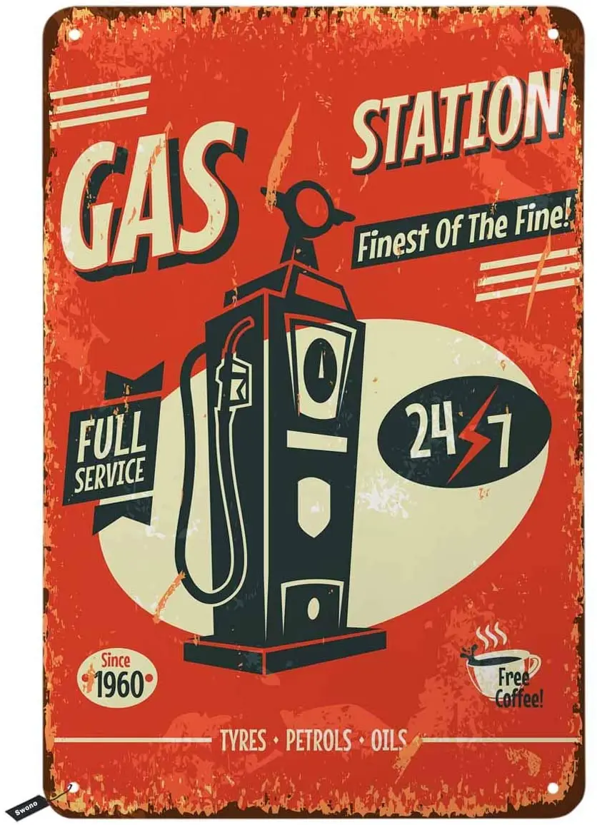 

Swono Gas Station Tin Signs,Finest of The Fine Full Service Vintage Metal Tin Sign for Men Women,Wall Decor for Bars,Restaurants