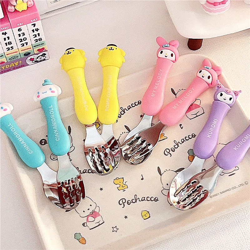 Child Portable Tableware Set Silica Gel Stainless Steel Stud