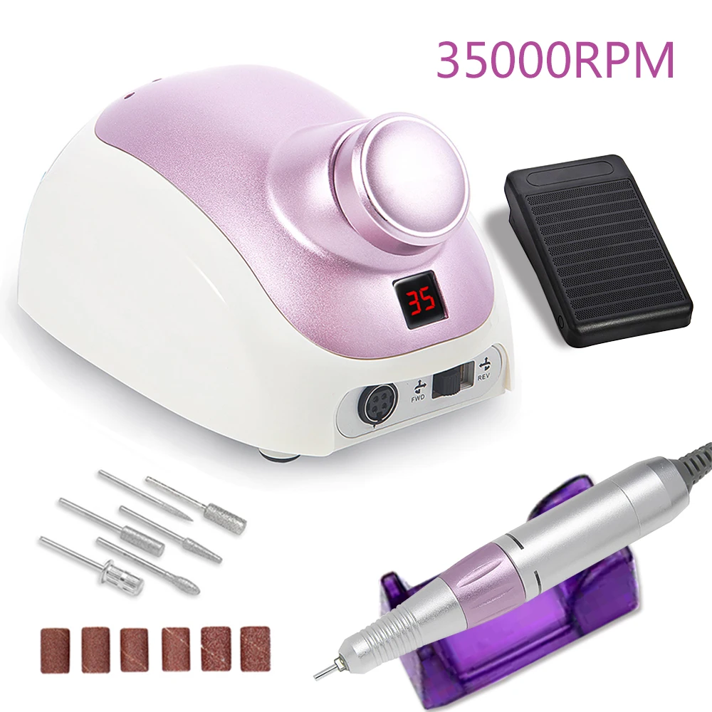 

32W Electric Nail Drill Manicure Machine 35000Rpm Professional Nail File Manicure Knife with Speed Display Metal Handle Nail Kit