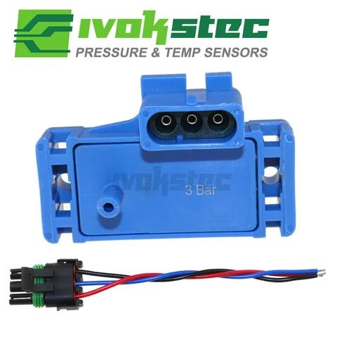 3 бара 3 бара 12223861   Датчик давления турбонаддува для Cadillac Chevrolet Chevy Pontiac Buick с комплектом проводов с косичкой