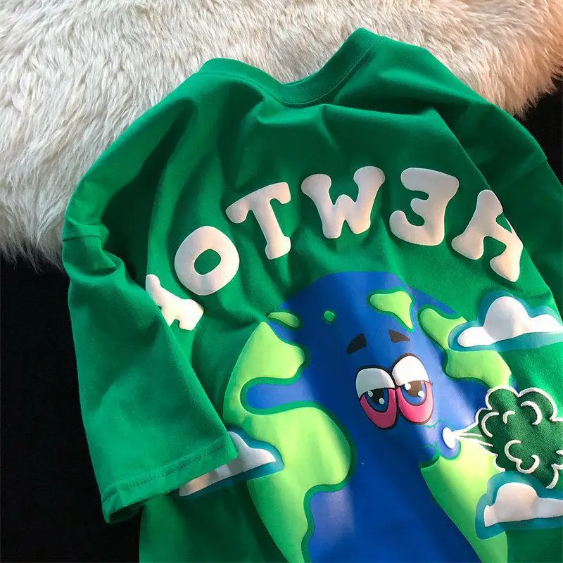 

Summer 2022 Oversized Cotton Fashion T Shirt Casual Women Cartoon Graffiti Print T Shirt T Shirt Women Oversized T Shirt Top