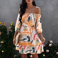 2022 summer new print wrap chest dress womens bow backless casual party sexy dresses female lady fashion