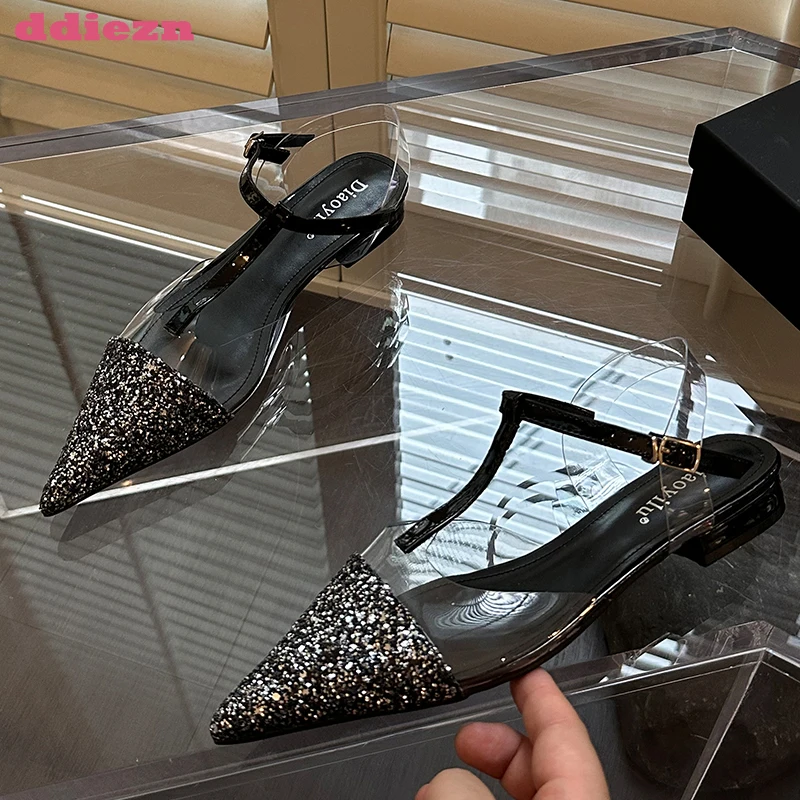 

Сандалии женские на плоской подошве, роскошные босоножки-гладиаторы с ремешком с пряжкой, повседневные шлепанцы, лето 2023