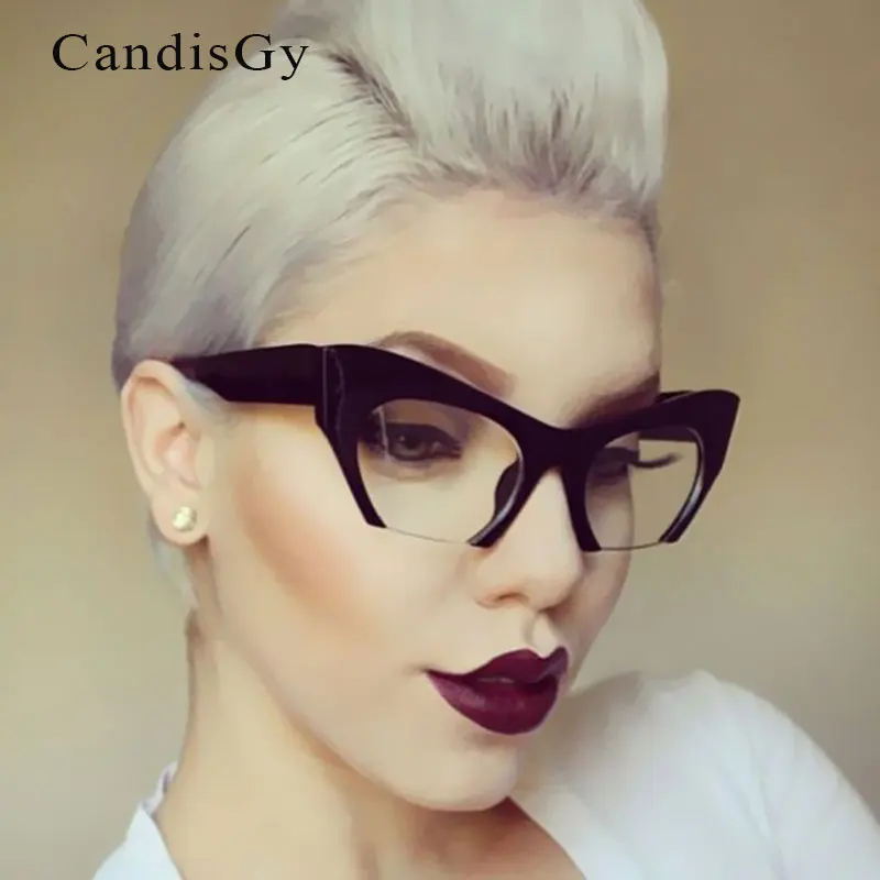 

2023 New Arrival Women Brand Designer Half frame Cateye Sunglasses Lady Cat Eye Leopard Sun Glasses Hot Sell Top Quality Glass