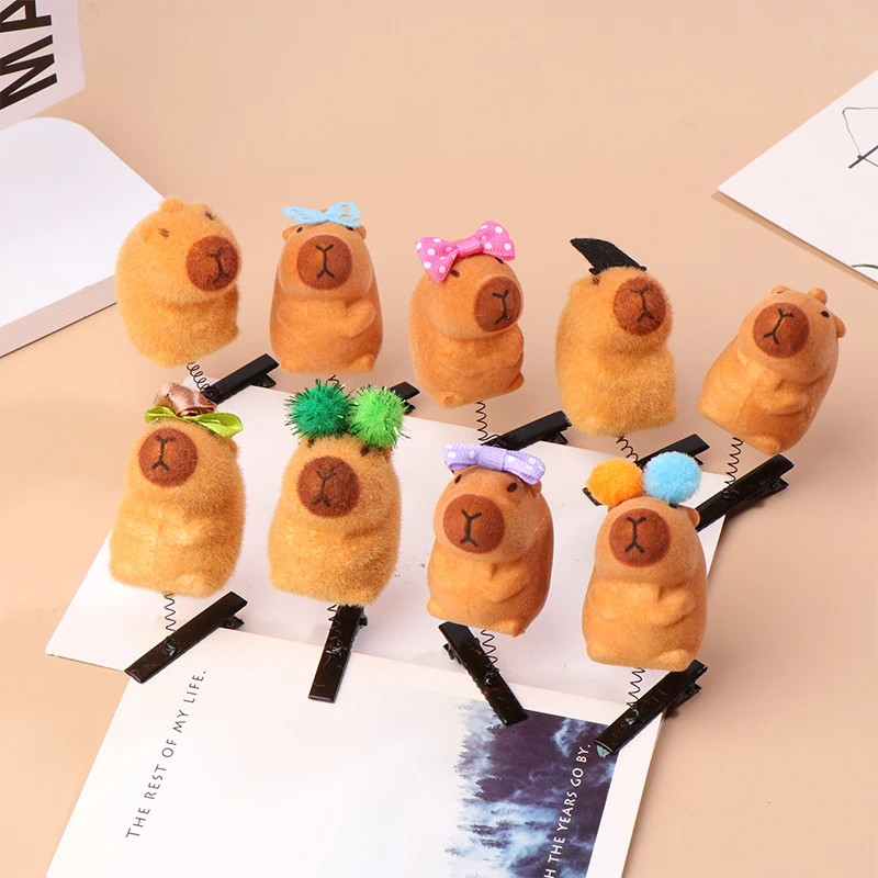 5 шт. забавные 3D заколки для волос с капибарой модная мультяшная плюшевая заколка