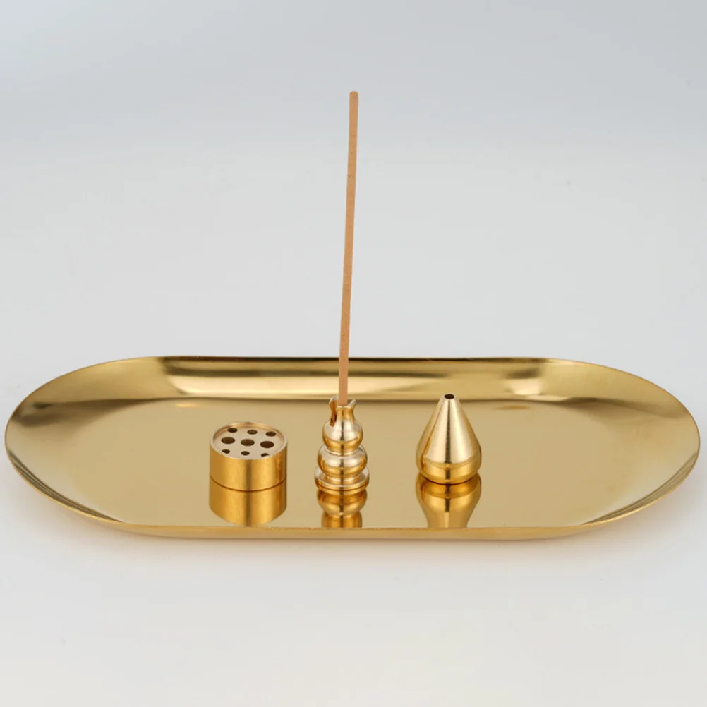 

Ornaments Vintage Burner Tray Porous Brass Stick Mini Retro Small Holder