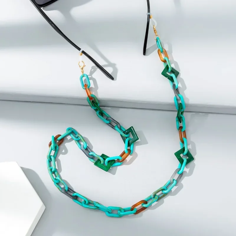 Модная разноцветная акриловая веревка для очков на шею винтажная цепочка