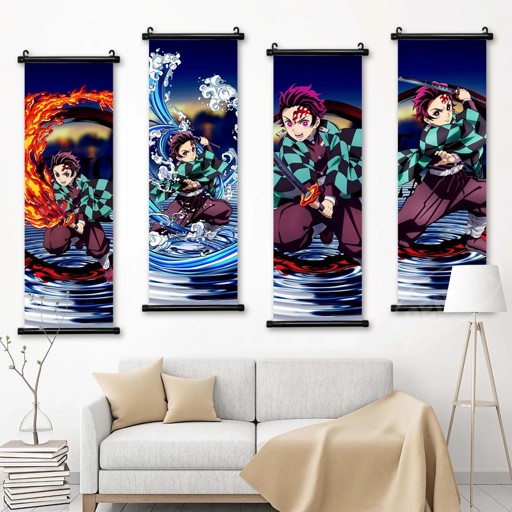 

Настенная картина Agatsuma Zenitsu, искусство на стену, рассекание демонов, подвесная деревянная картина Tomioka Giyuu, печать на холсте, плакат