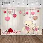 14 февраля День Святого Валентина деревянная доска фон для фотосъемки медведь розы цветы фон для фотосъемки декорация для фотостудии баннеры