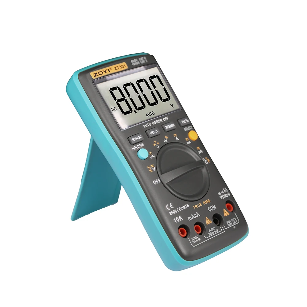 

Автоматический/ручной мультиметр ZT301, 8000 отсчетов, высокая точность, 1000 В, 10 А, автоматический цифровой мультиметр