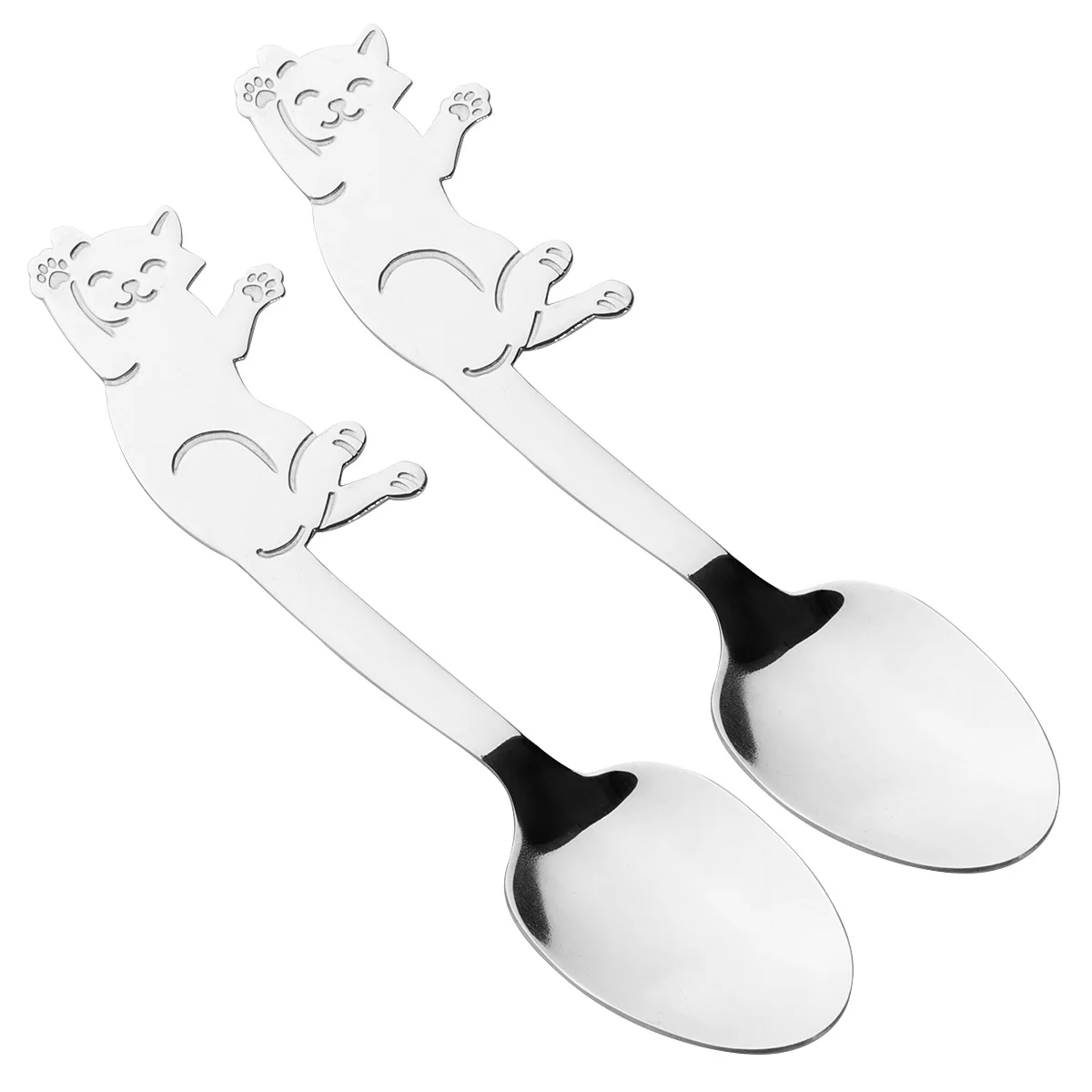 

2 Pcs Stirring Spoons Kitchen Coffee Espresso Dessert Scoops Hanging Cup Baby Stainless Steel