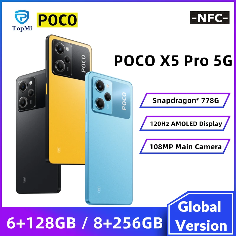 

POCO X5 Pro 5G Global Version 8GB 128GB/256GB Snapdragon 778G 120Hz Flow AMOLED DotDisplay 108MP 67W NFC