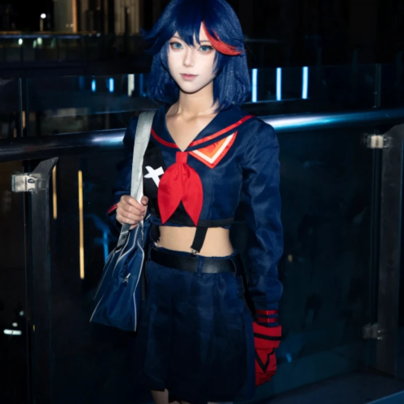 Фото Костюм для косплея Рюко Матой из аниме Kill la Kill, униформа Гоку, школьный наряд для девочек, красный матросский воротник, пояс, ботинки для женщин, на Хэллоуин №2