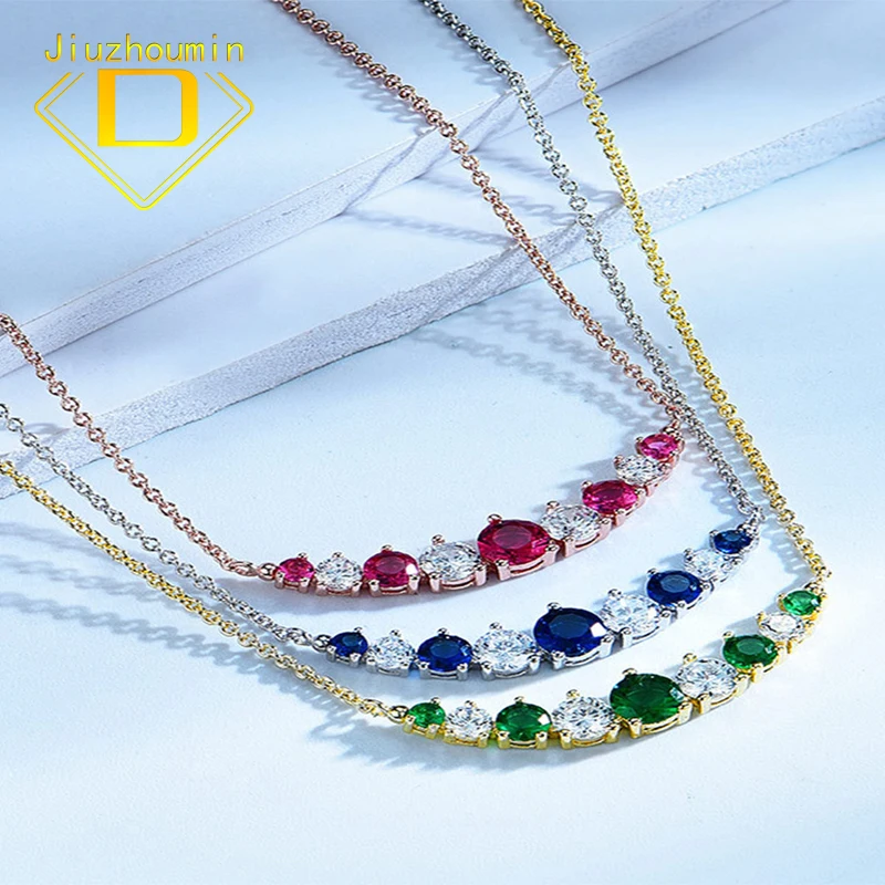 

Simple Clavicle Chain S925 Sterling Silver Gemstone Necklace for Women Inlaid Zircon Light Luxury Fine Jewelry Engagement Set