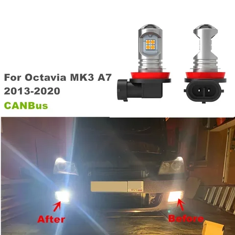 2 шт./лот светодиодные передние противотуманные фары автомобиля для Skoda Octavia 3 MK3 A7 2013-2020