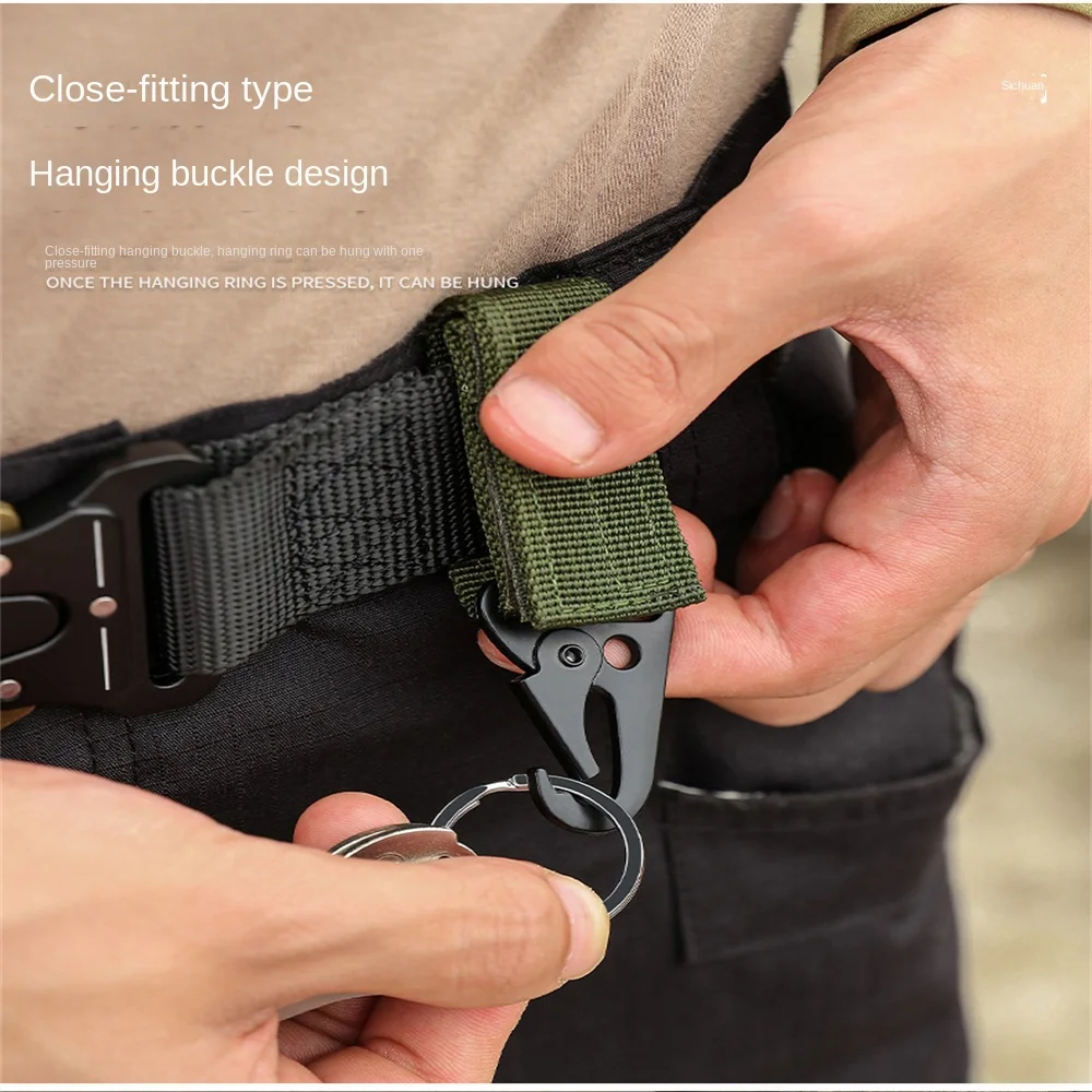 

Mountaineering Buckle Military Camping Equipment Carabiner Keychain Webbing Belt Triangle Nylon Camping Supplies Belt Buckle 18g