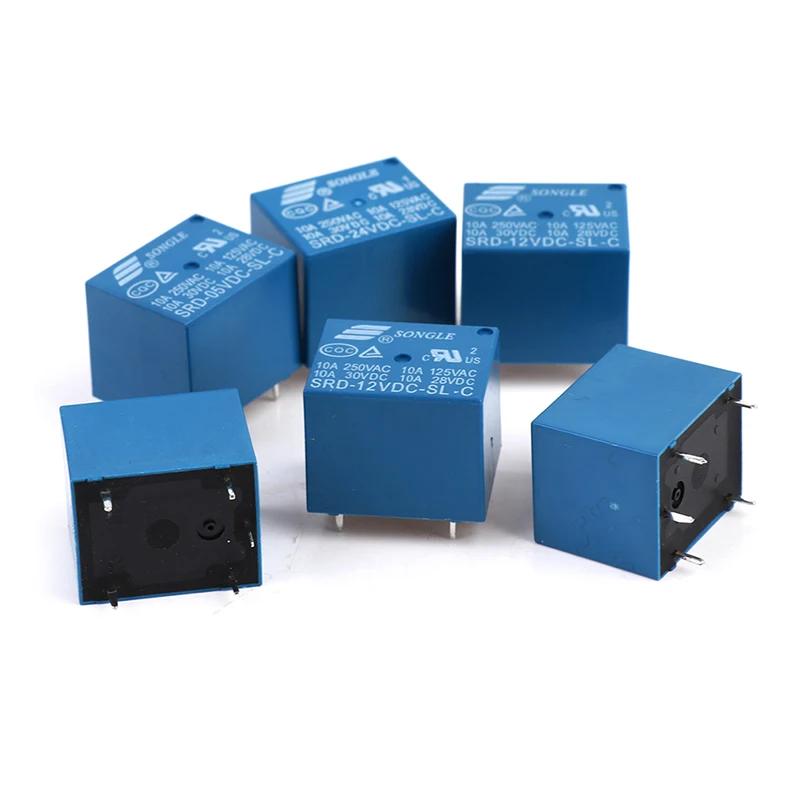 

10 шт. реле Φ DC 5V 12V 24V 48V SRD - 250VAC 10A 5PIN реле мощности