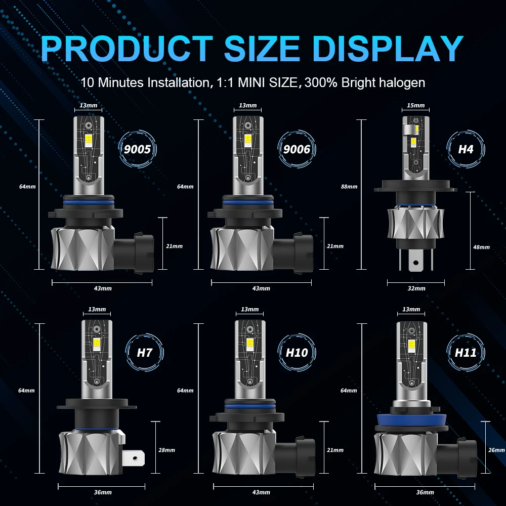 2 шт. лампы для передних фар 9005 лм 12 В 9006 К 6000