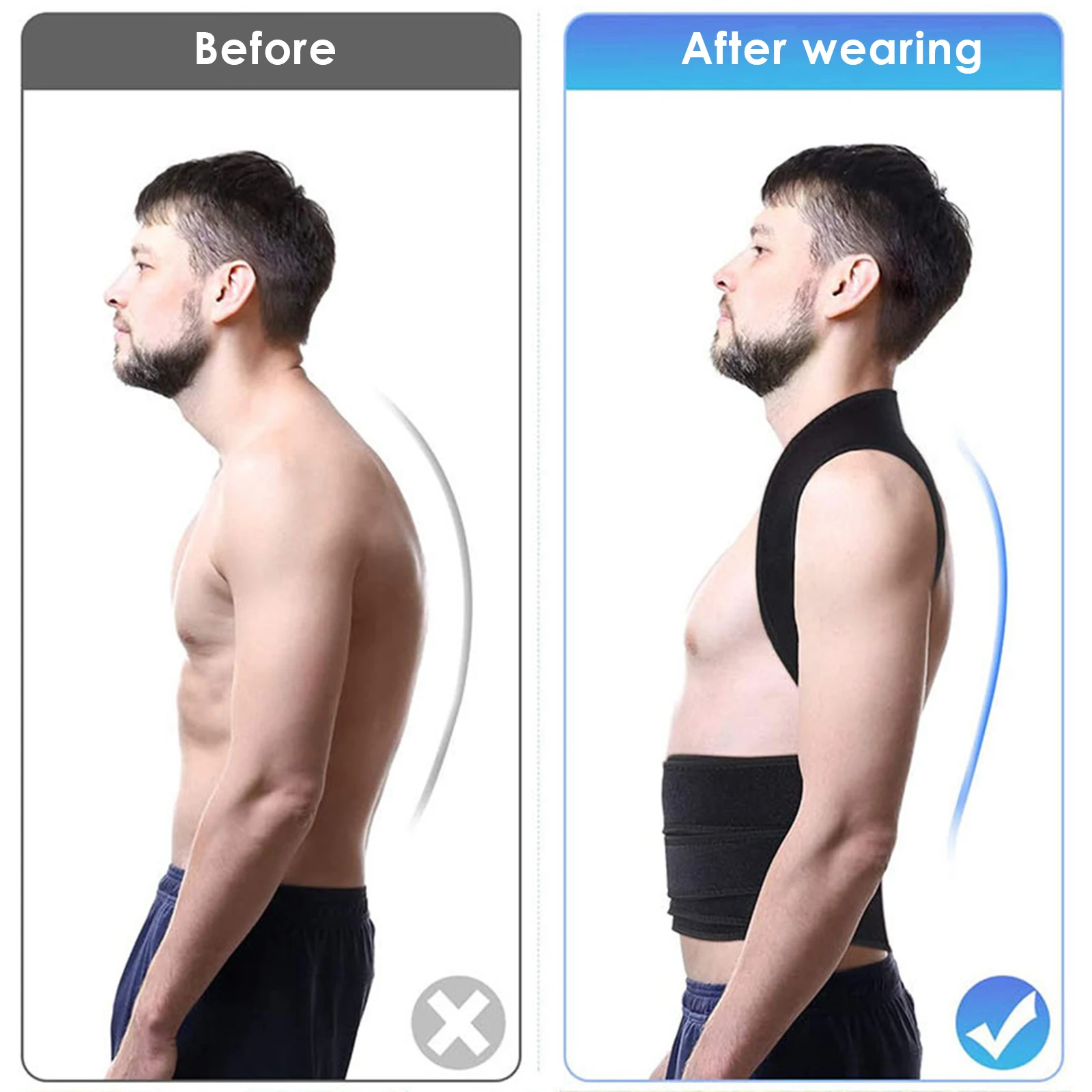 Корректор осанки для мужчин и женщин, поддерживающий спину, выпрямляющий и облегчающий боль в шее и плечах.