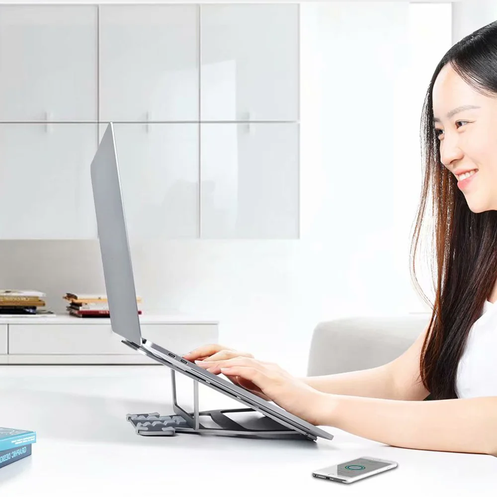 Фото WiWU устойчивая подставка для ноутбука MacBook Air 13 Pro 13 14 16 17, подставка для планшета из алюминиевого сплава, складной держатель для ПК, охлаждения ноутбука №5