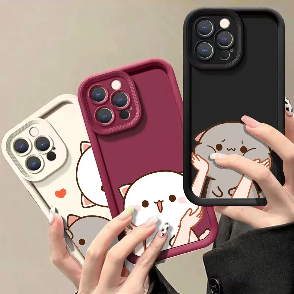Чехол для телефона с изображением мультяшного персикового кота Samsung Galaxy A15 A14 A12 A11