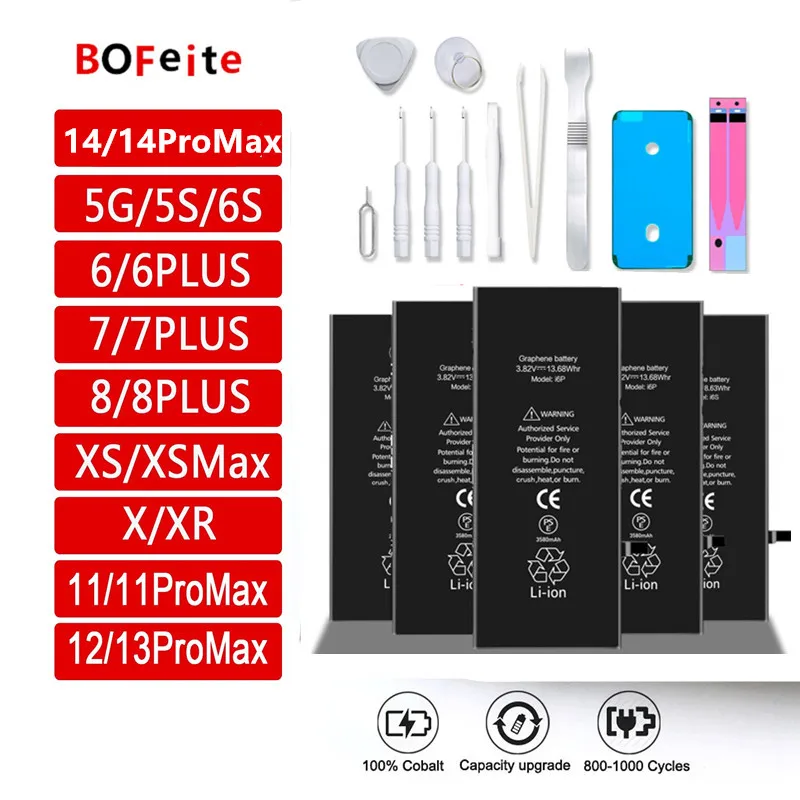 BoFeite phone Battery For iPhone 5 6S 6 7 8 Plus 11 12 13 14 Pro X XS MAX XR Replacement Bateria For Apple iPhone Battery enlarge