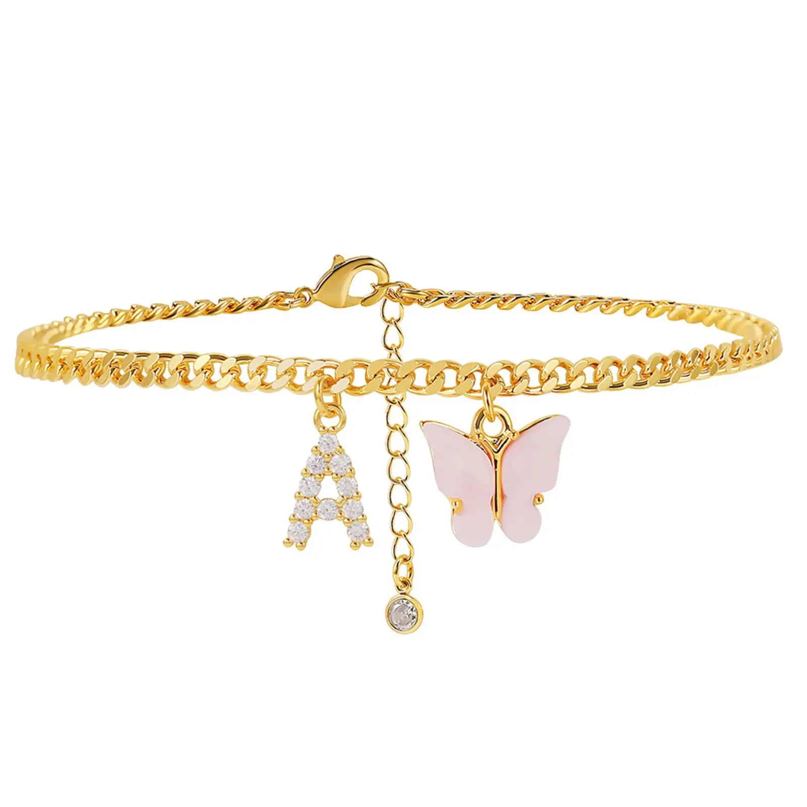 

Initials Butterfly Necklace For Women Zircon Crystal A-Z Alphabet Letter Anklet Chain Ankle Bracelet On Leg Foot Jewelry