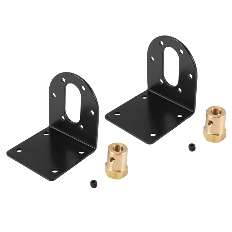 

2X 37Mm DC Geared Motor Mounting Bracket Holder + 6Mm Hex Coupling Black+Gold