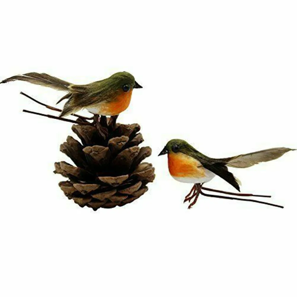 12PCS Robin Bird Christmas Tree Decoration Craft Very Cute Artificial Feather Doves Wedding Garden Decoration Ornament